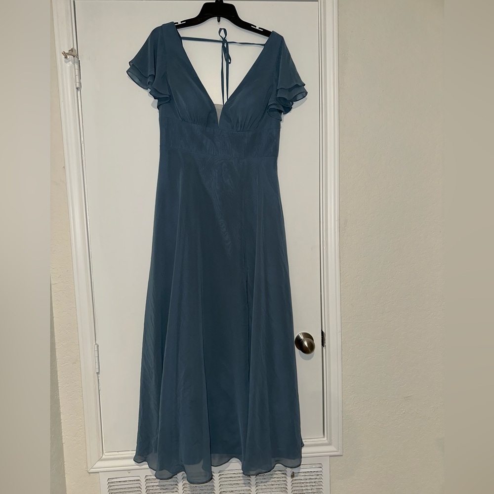 Azazie Ashika Twilight Blue Bridesmaid Dress 
Fits like a size 10